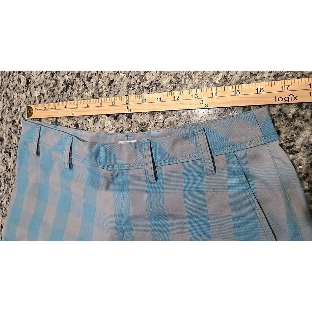 Mens Adidas Sz 32 Golf , Casual Shorts Blue/ Gray Plaid‎ Vacation Classic